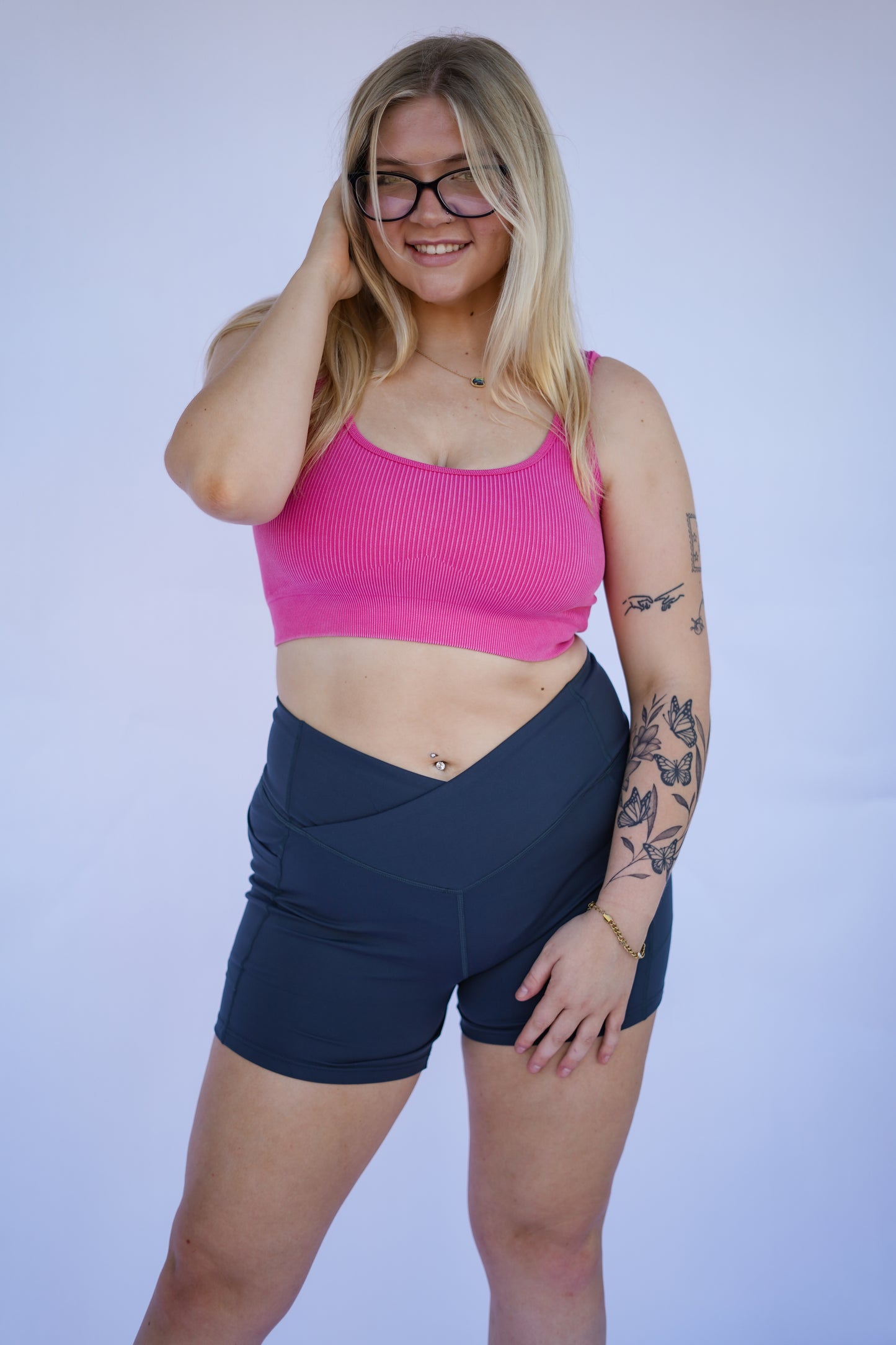 Olive Gray Biker Shorts with pockets