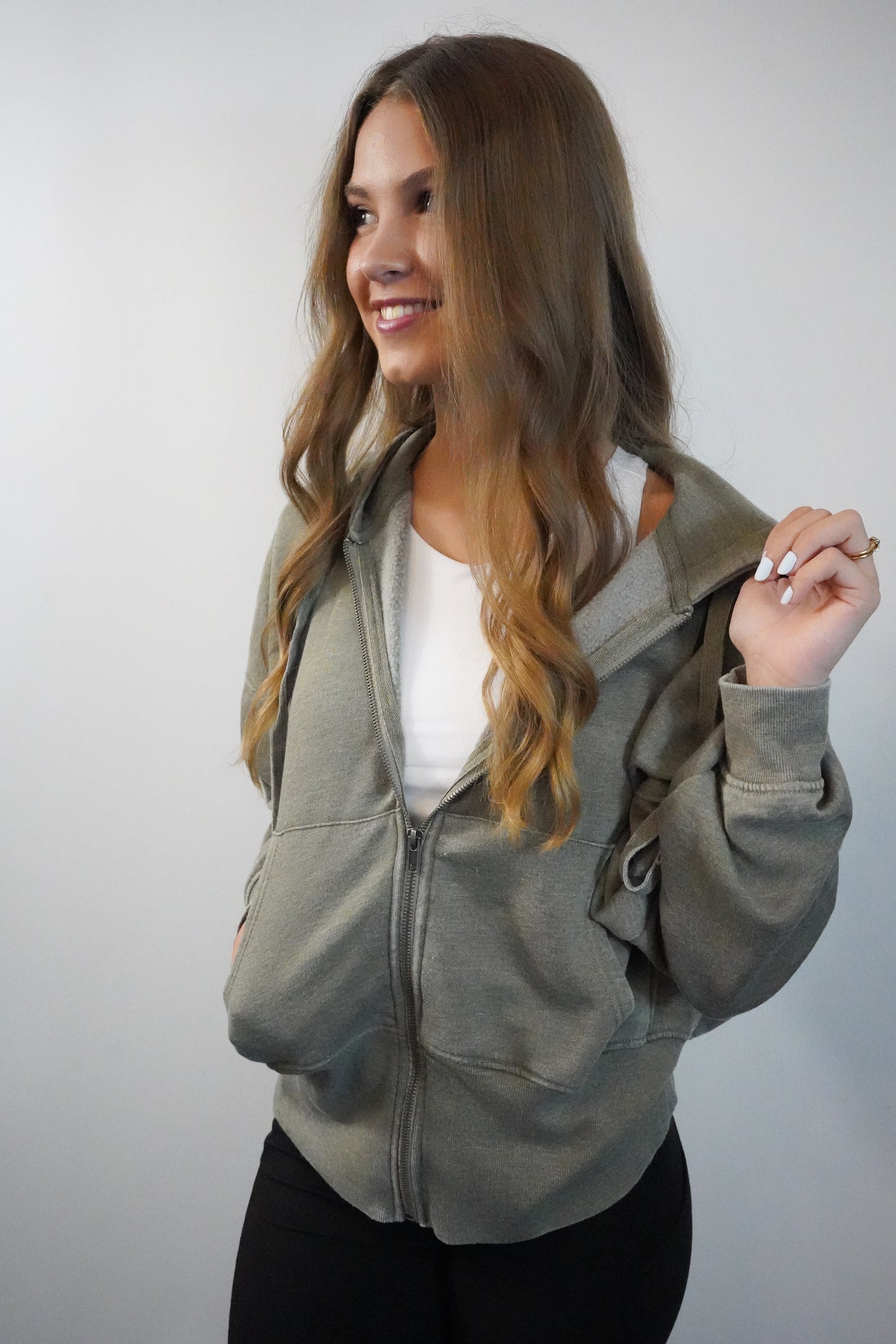 Ivy Green Hoodie Zip Up Jacket