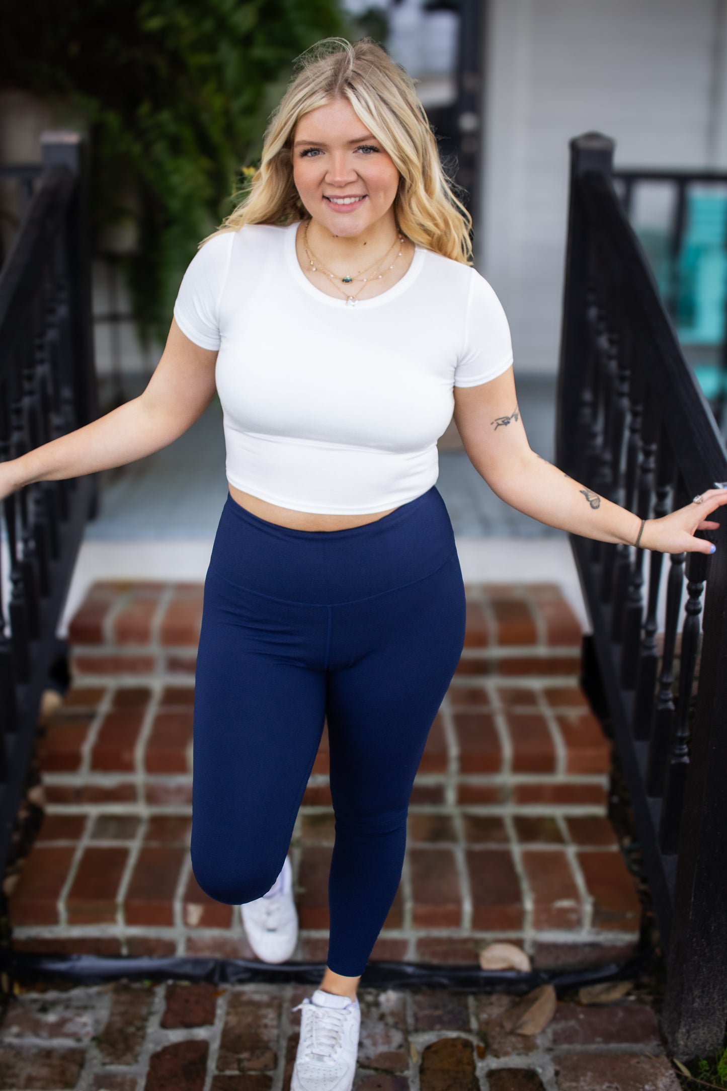 Navy Full Length Leggings with inner pocket