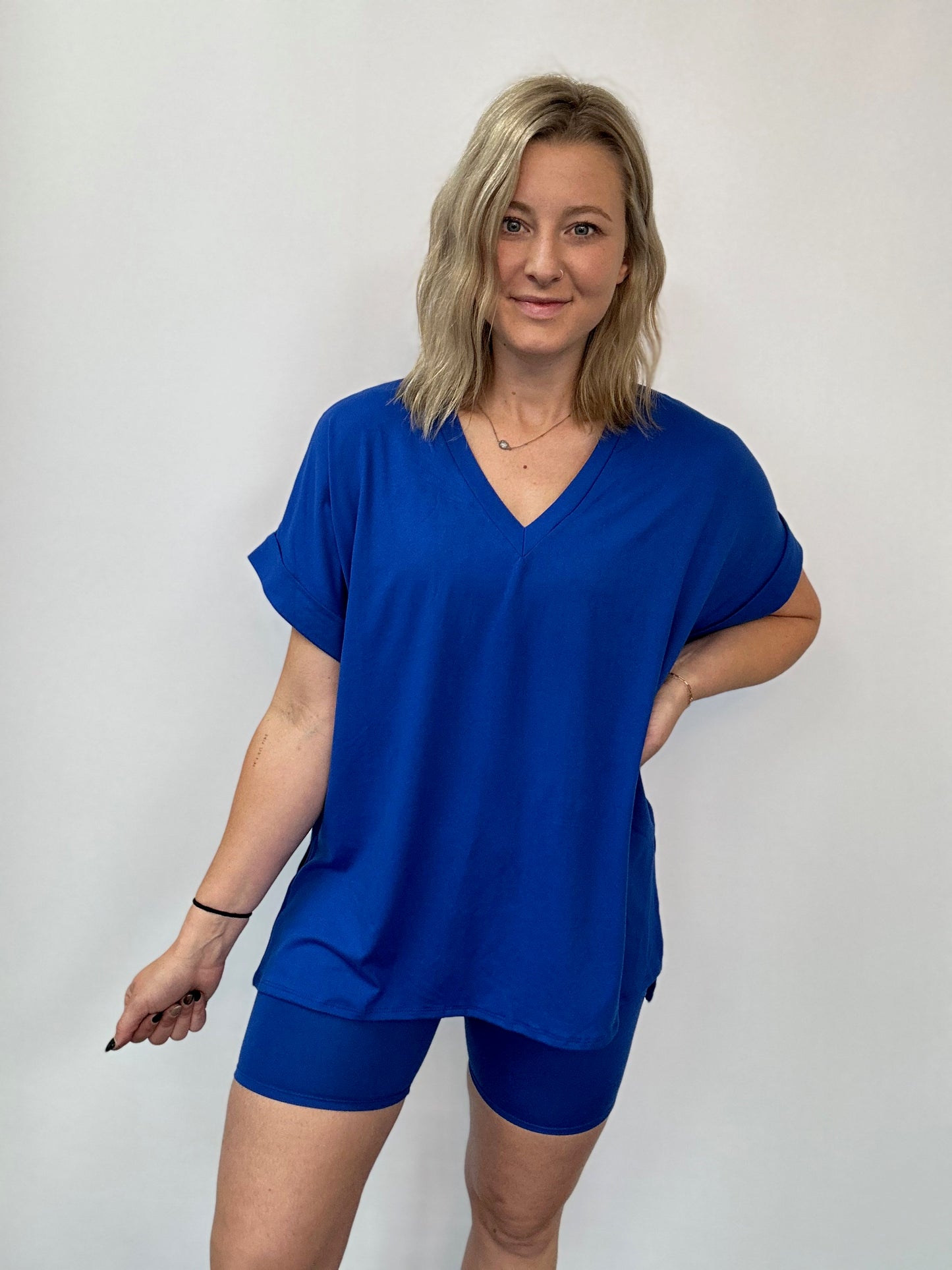 Royal Blue Top & Shorts Set