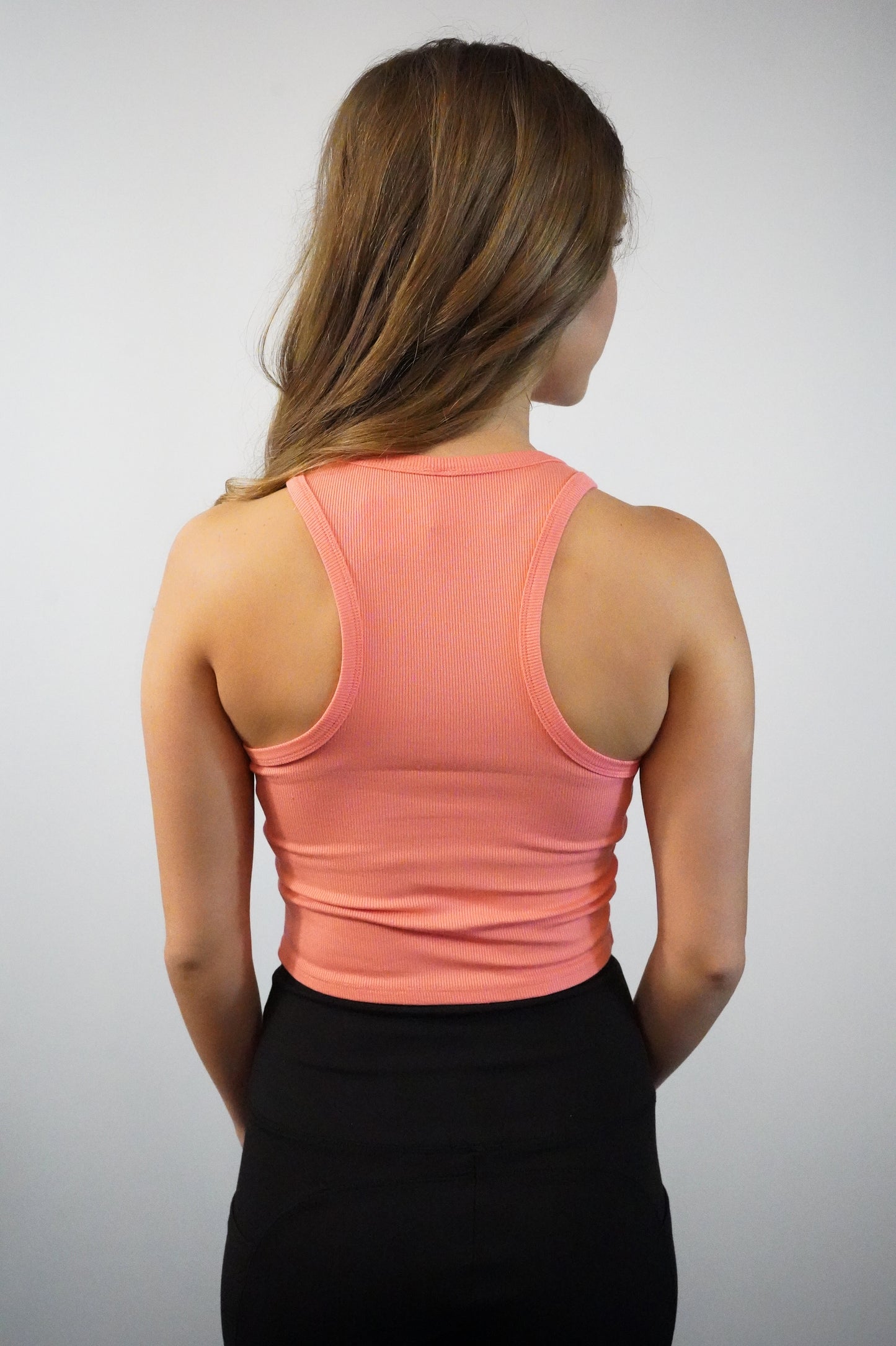 Coral Micro-Ribbed Racerback Tank