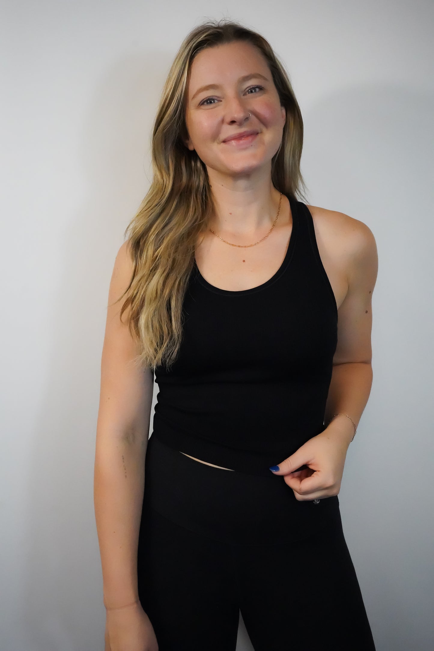 Black Ribbed Racerback Tank with Inner Bra