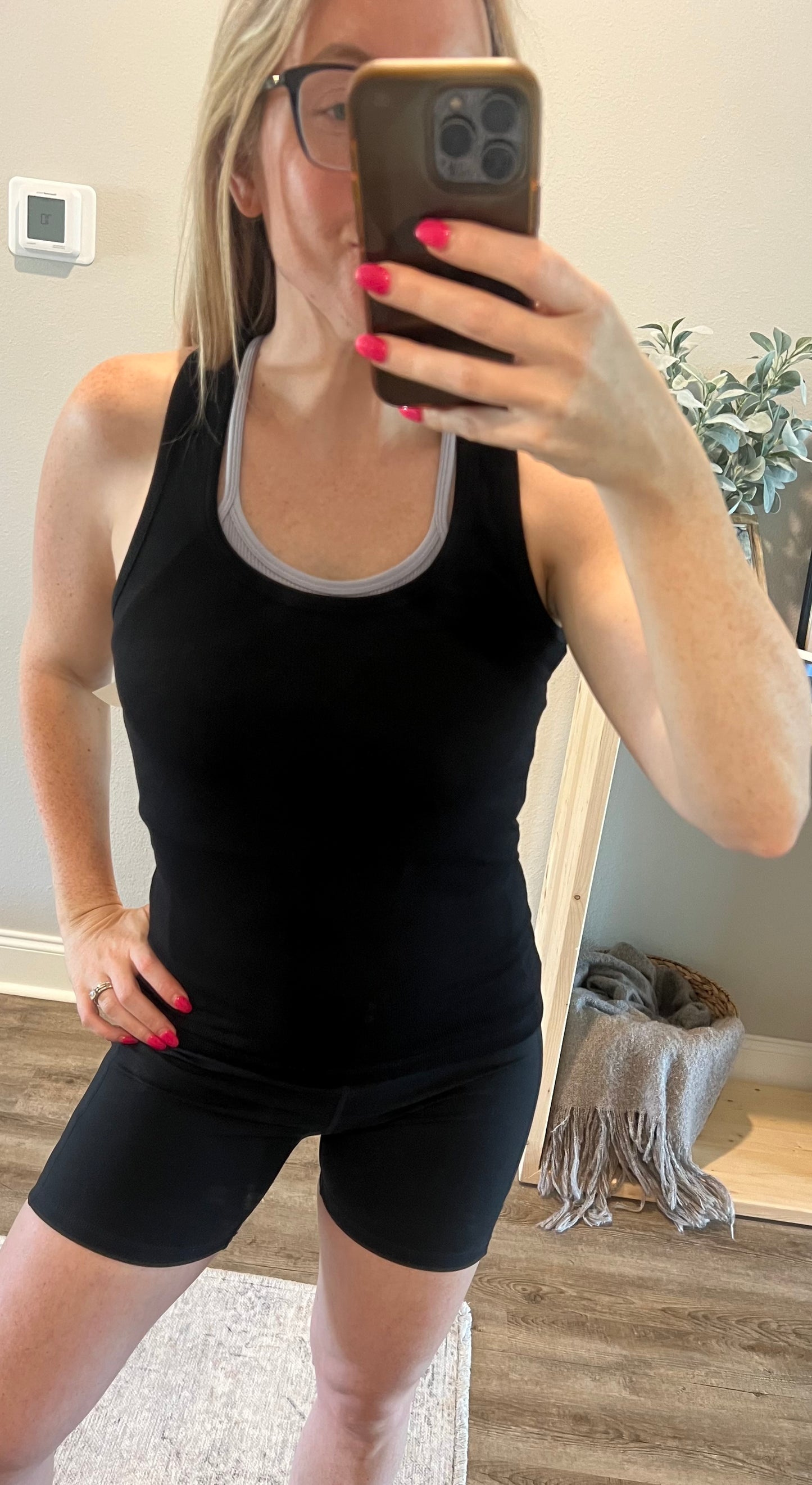 Black Ribbed Full Length Tank