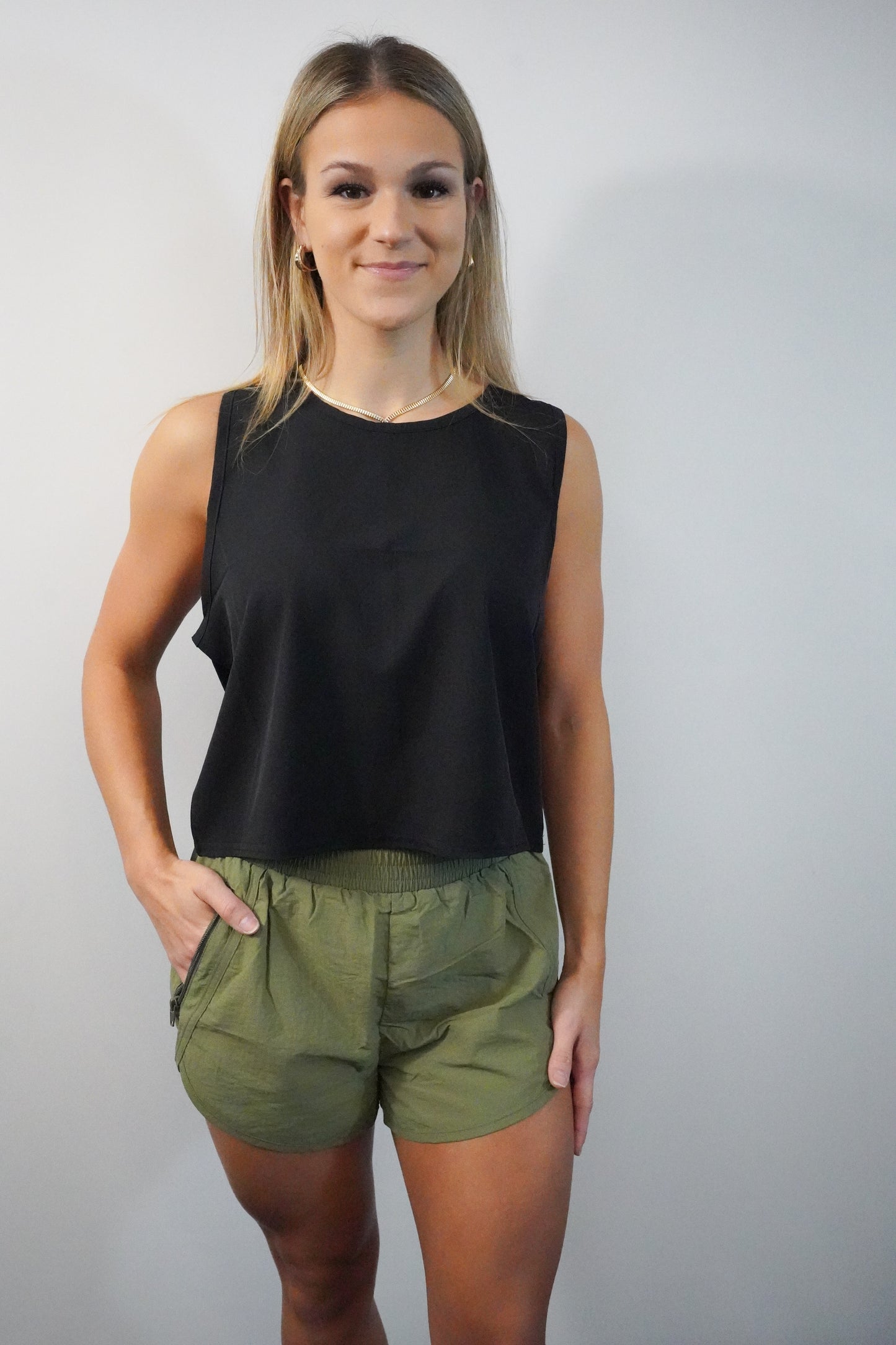 Black Flowy Athletic Tank