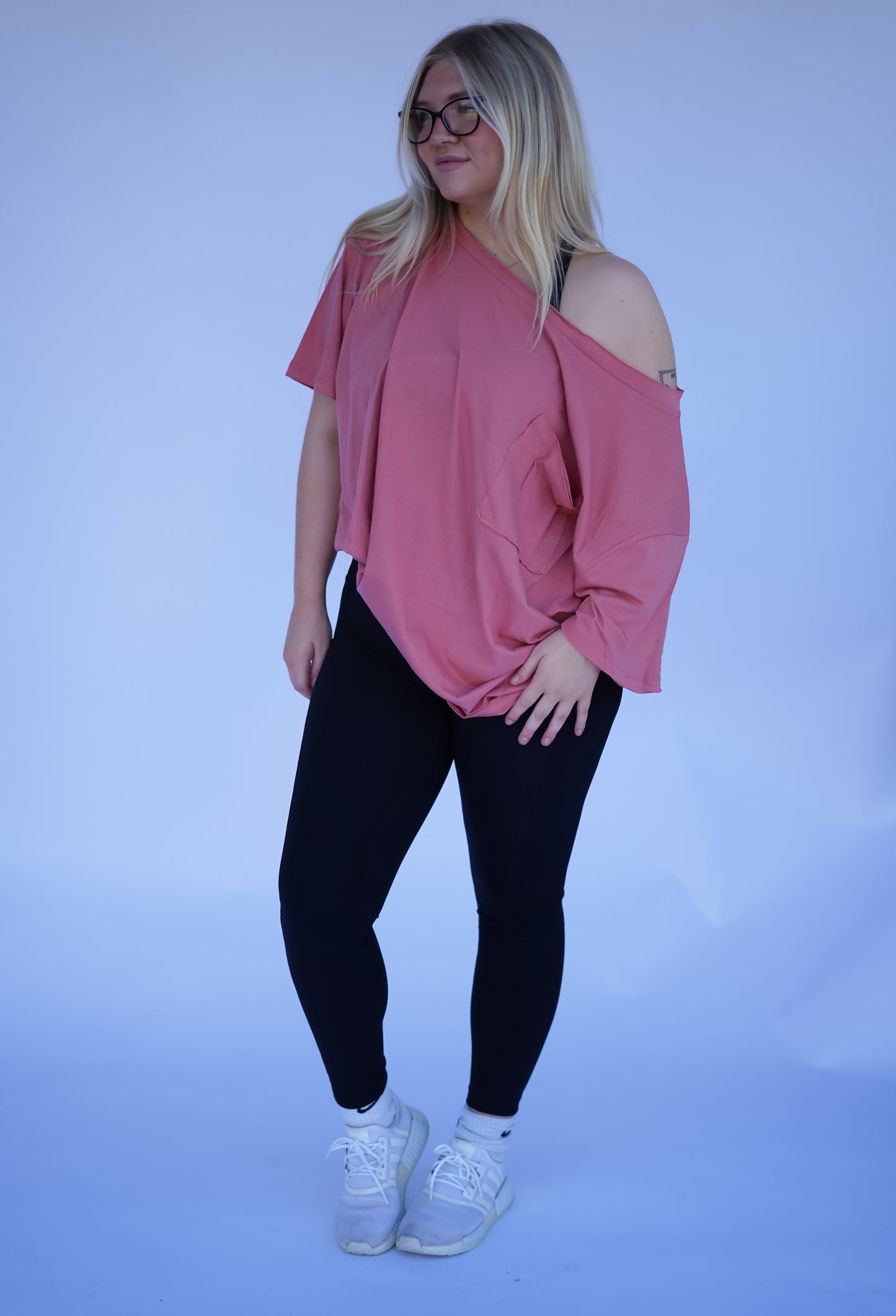 Plus Size Ash Rose Raw Edge Boyfriend Tee