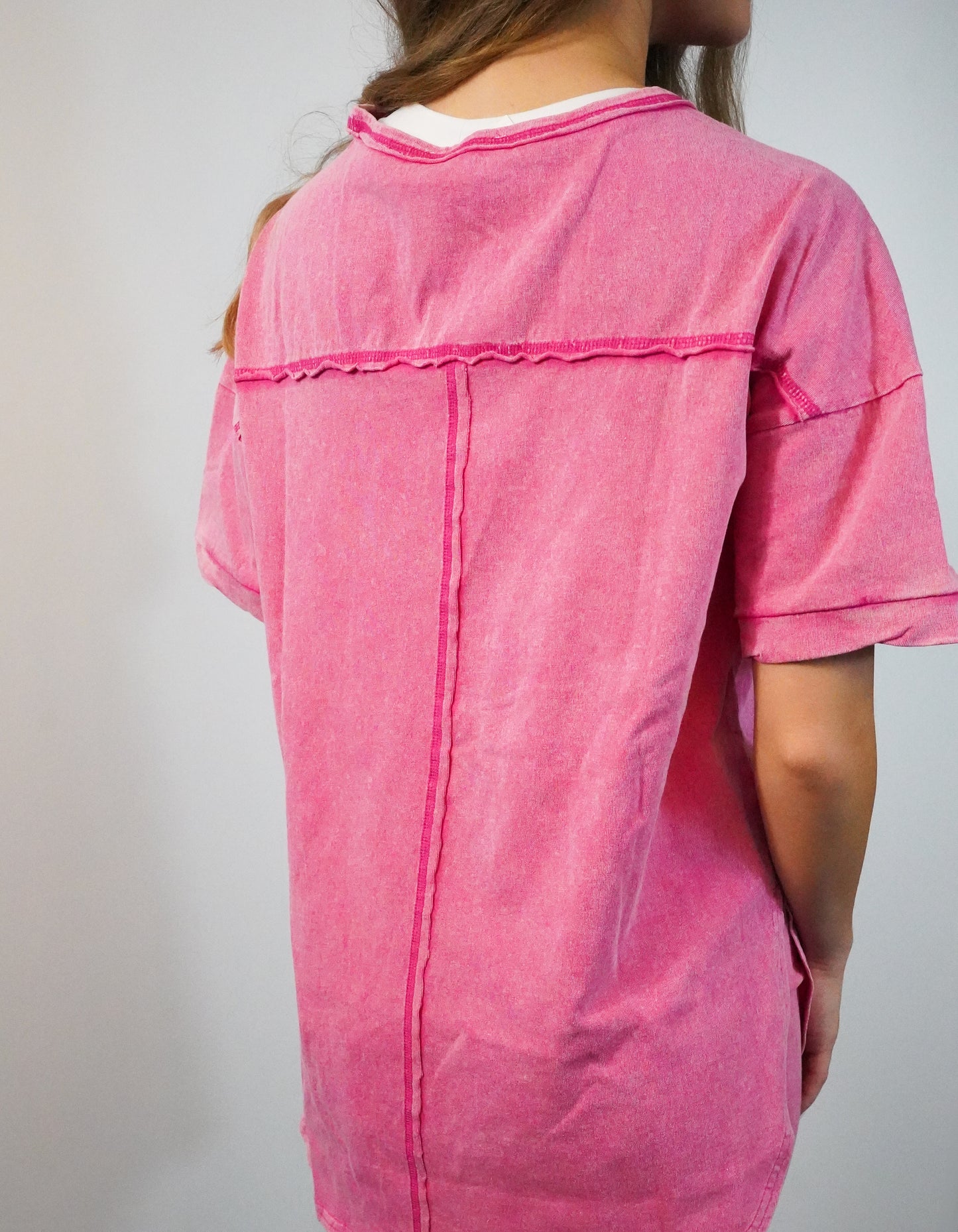 Washed Hot Pink Top & Biker Shorts Set