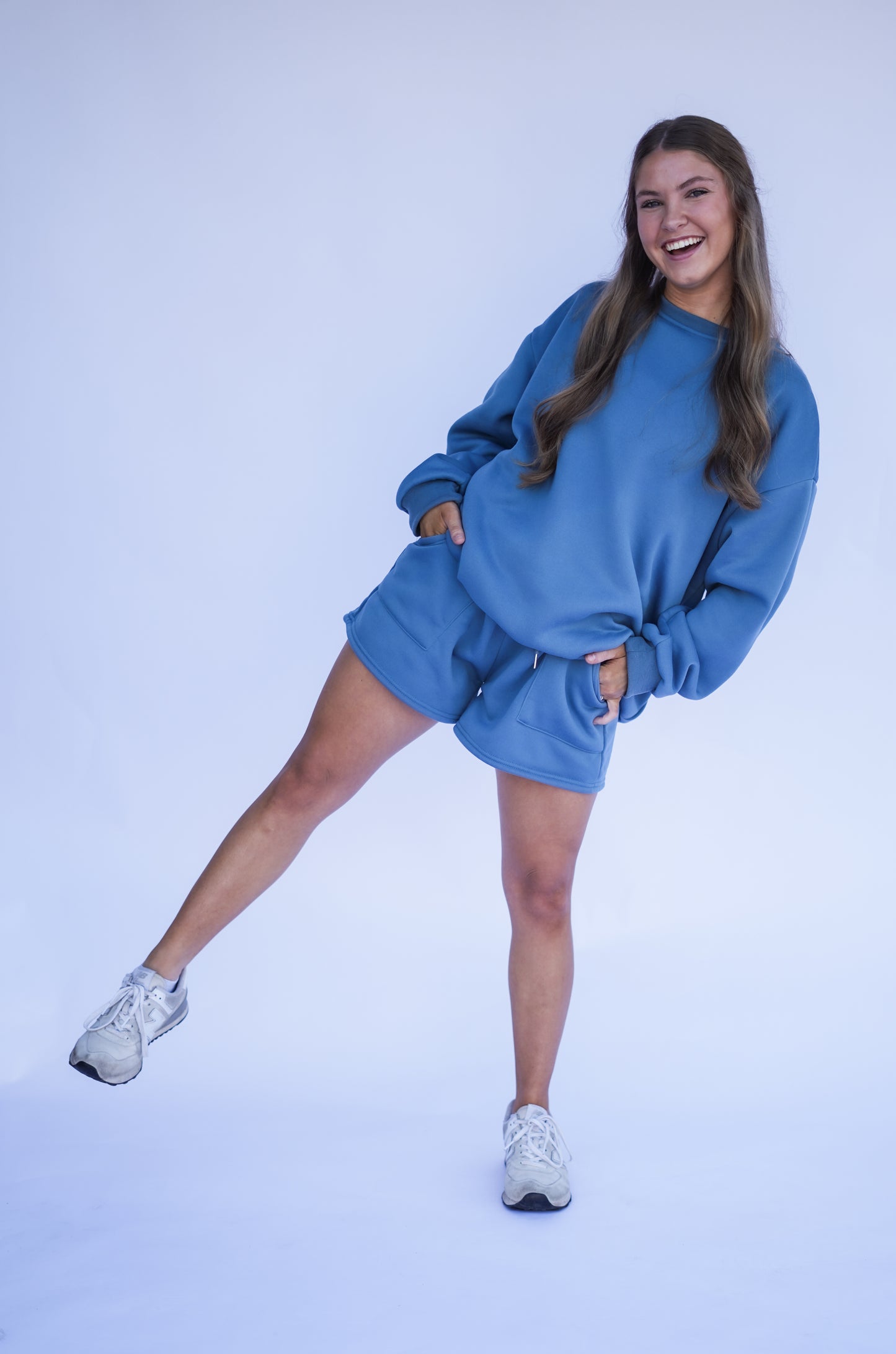 Haze Blue Crewneck & Shorts Set