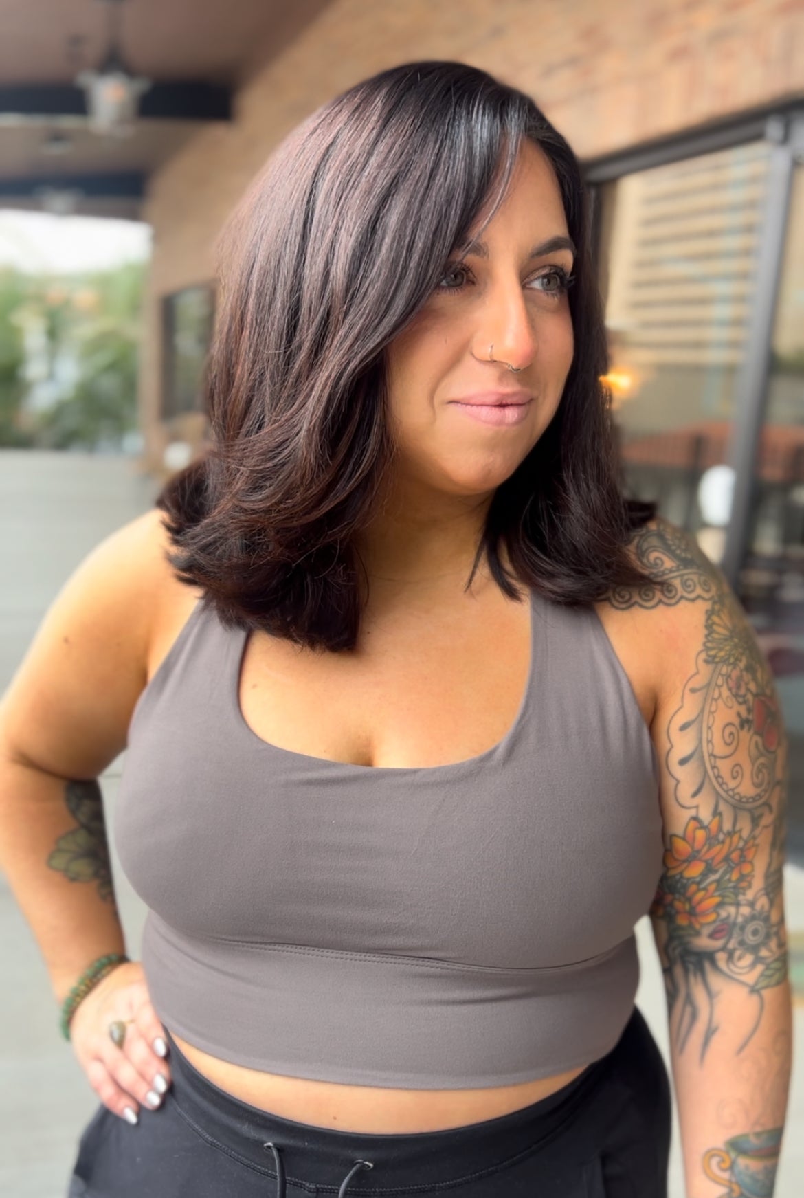 Smoky Grey Plus Size Sports Bra
