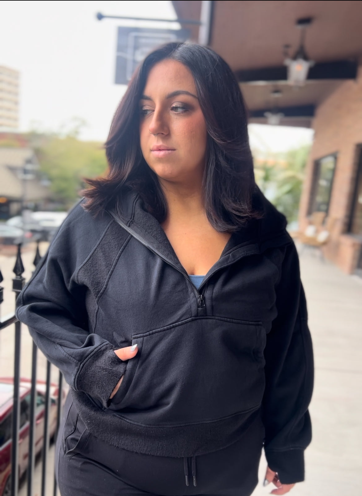 Black Plus Size Mineral Washed Hoodie