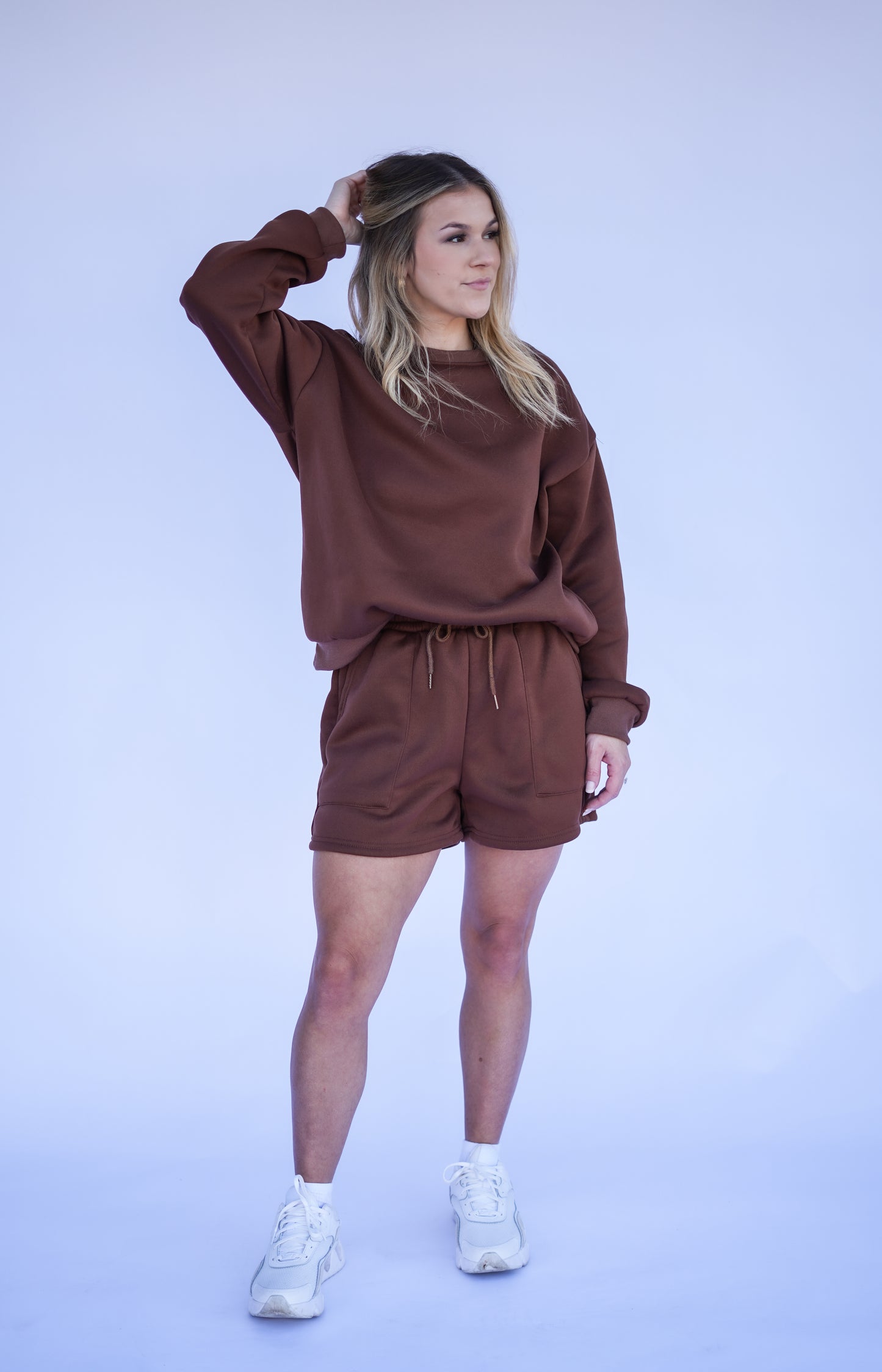 Brown Crewneck & Shorts Set