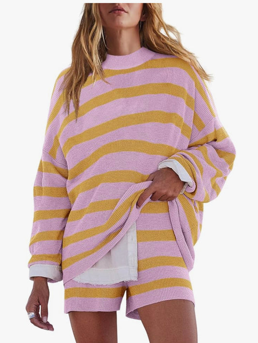 Yellow + purple Striped Lounge Set