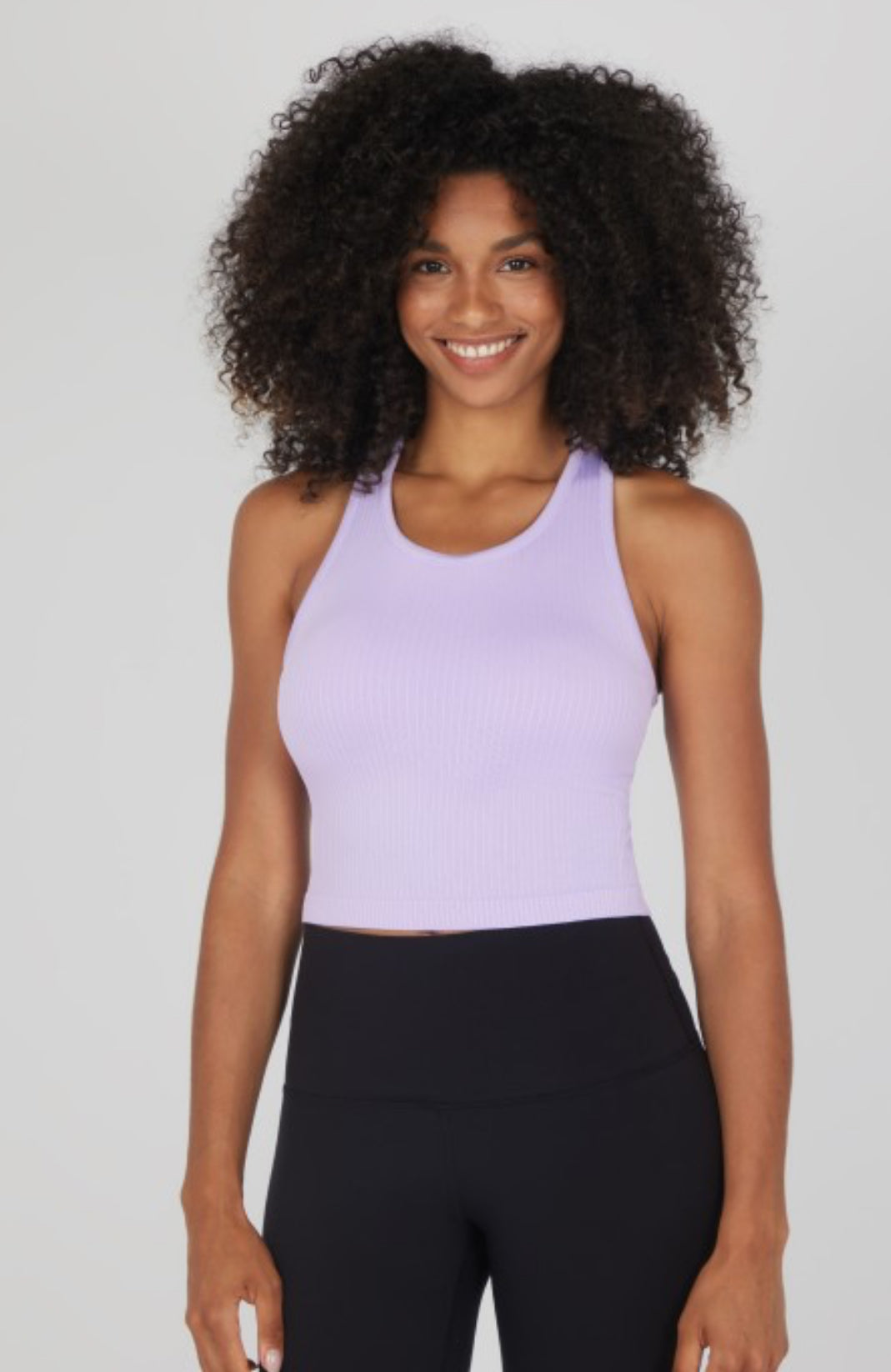 Purple Ribbed Racerback Tank with Inner Bra