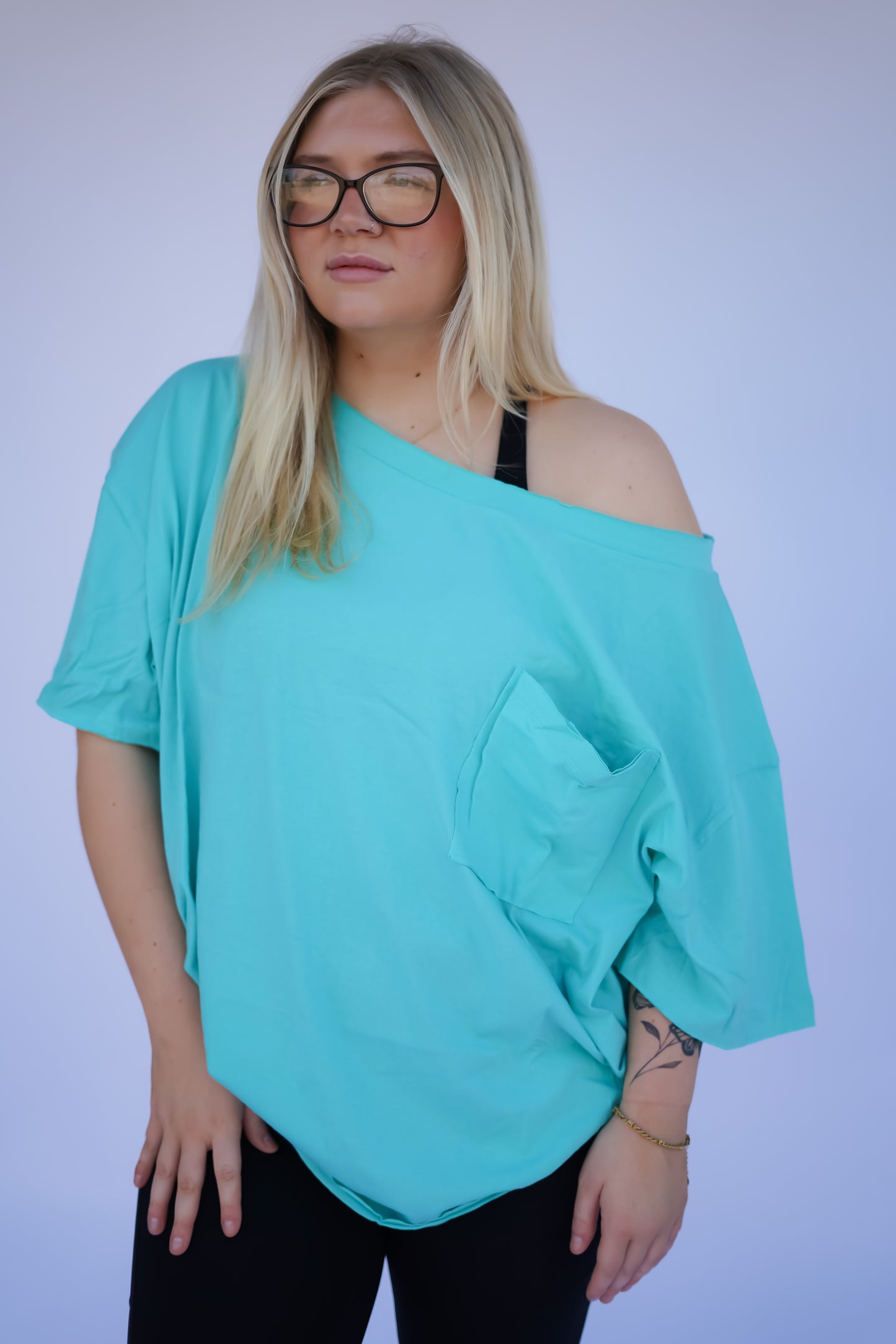 Mint Green Raw Edge Boyfriend Tee