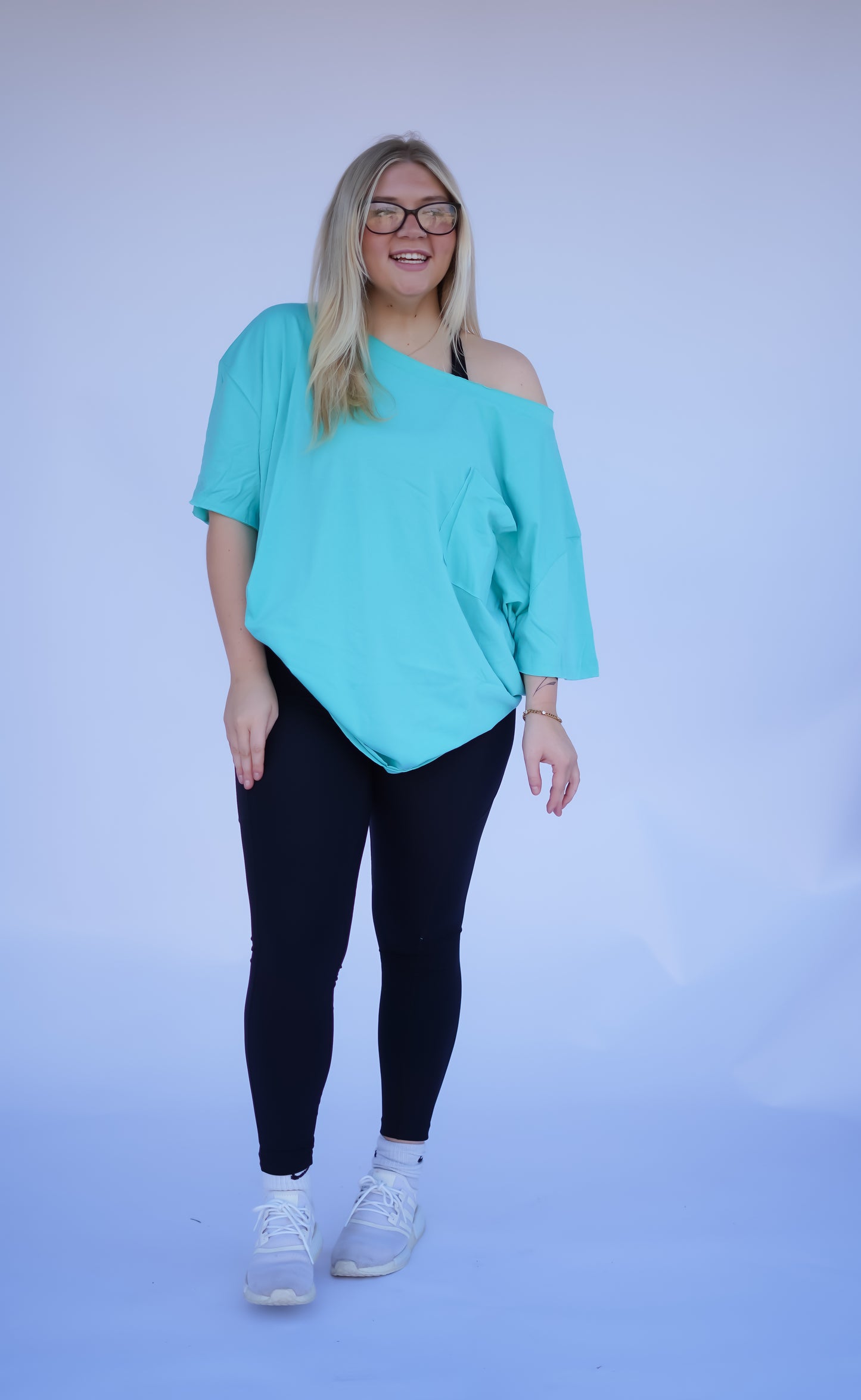 Mint Green Raw Edge Boyfriend Tee