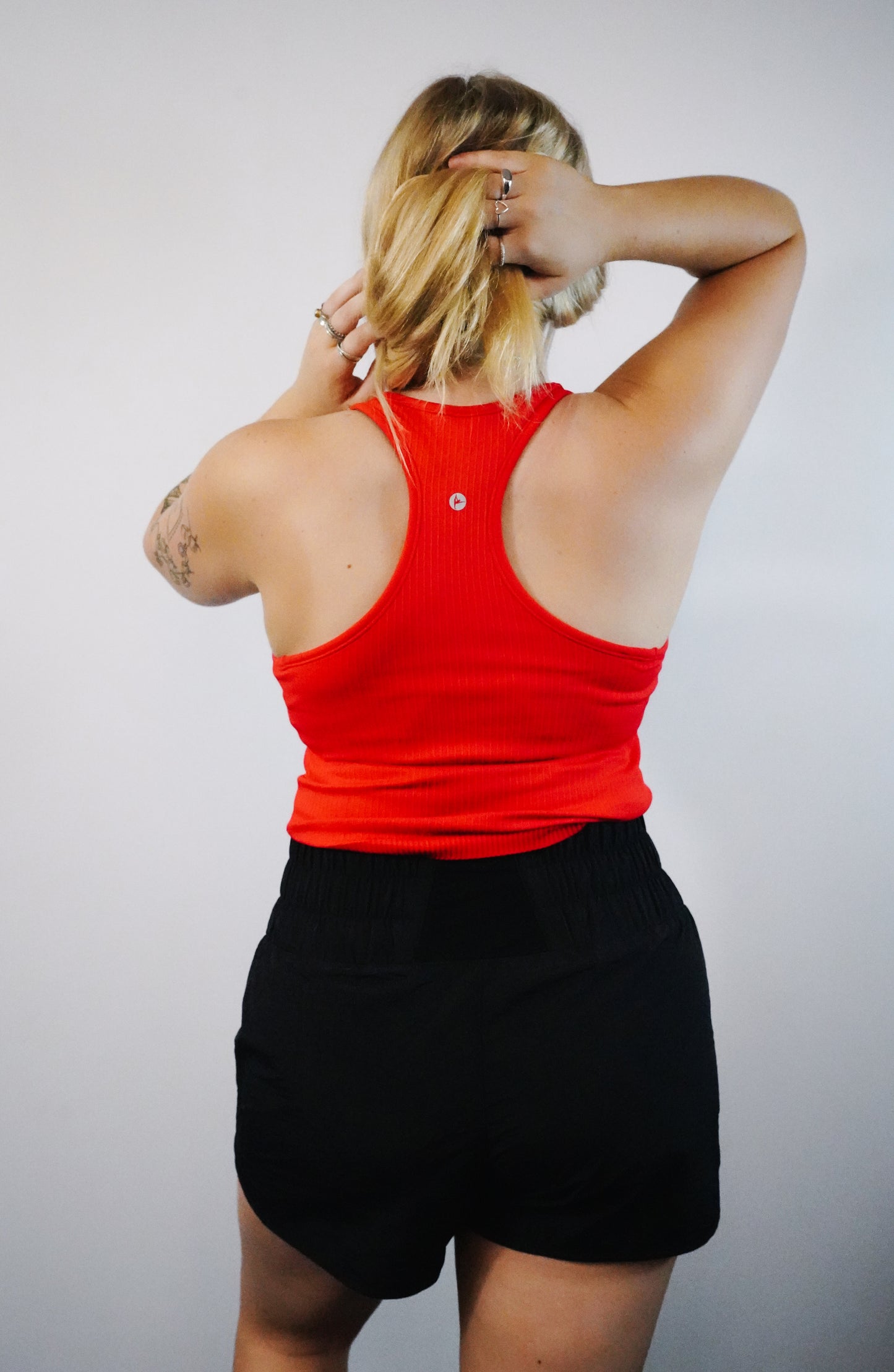 Red Ribbed Racerback Tank with Inner Bra