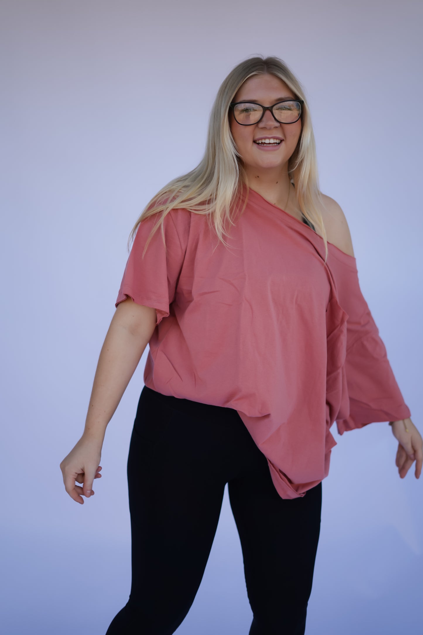 Plus Size Ash Rose Raw Edge Boyfriend Tee