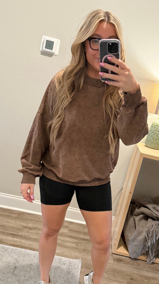 Brown Washed Crewneck