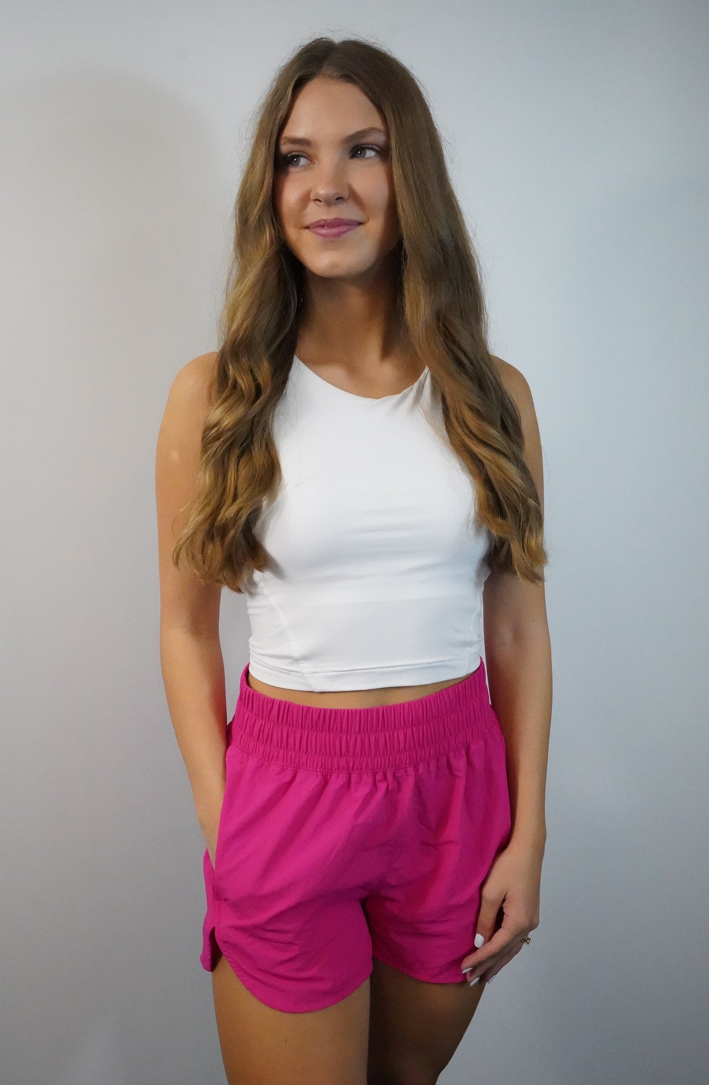 White Cropped Sports Tank