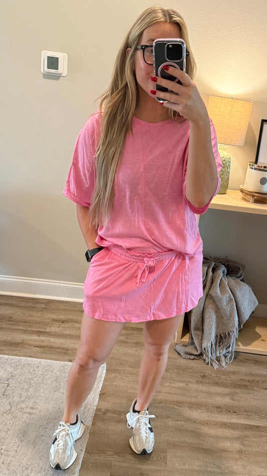 Pink Shirt & Skort Set