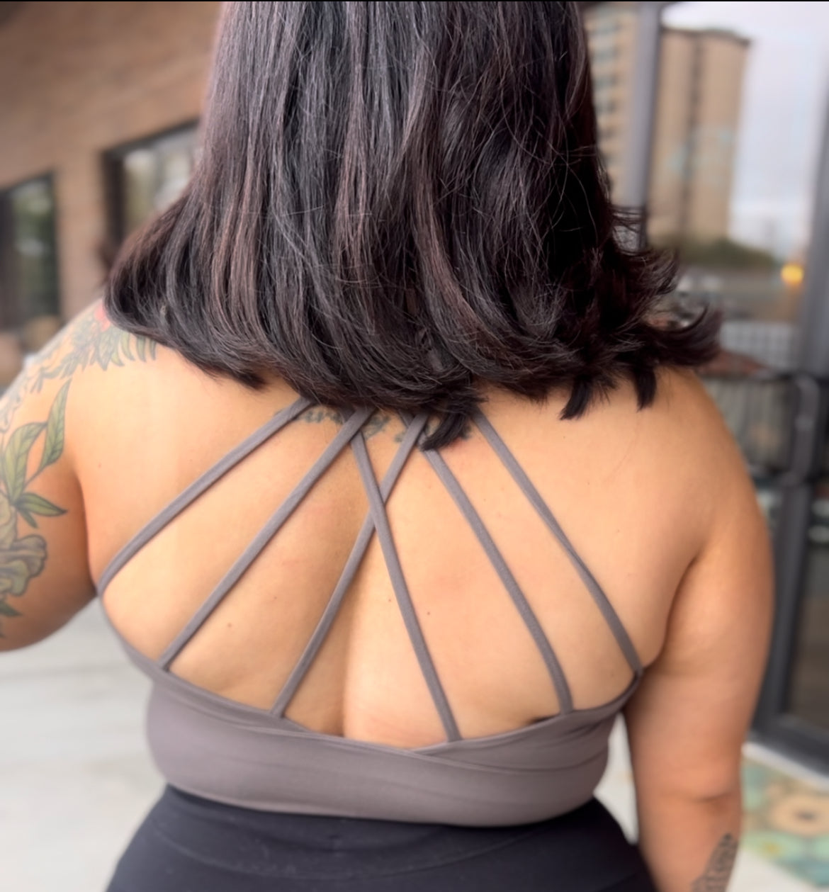 Smoky Grey Plus Size Sports Bra